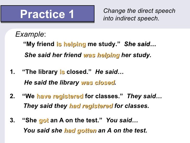 rule and examples of indirect speech